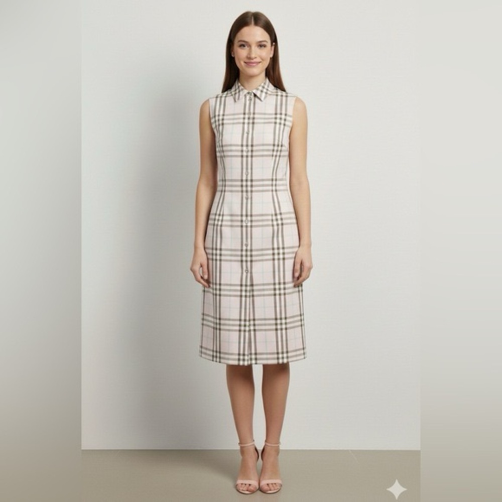 Burberry Pink Nova Check Plaid Print Knee Length Dress size 12